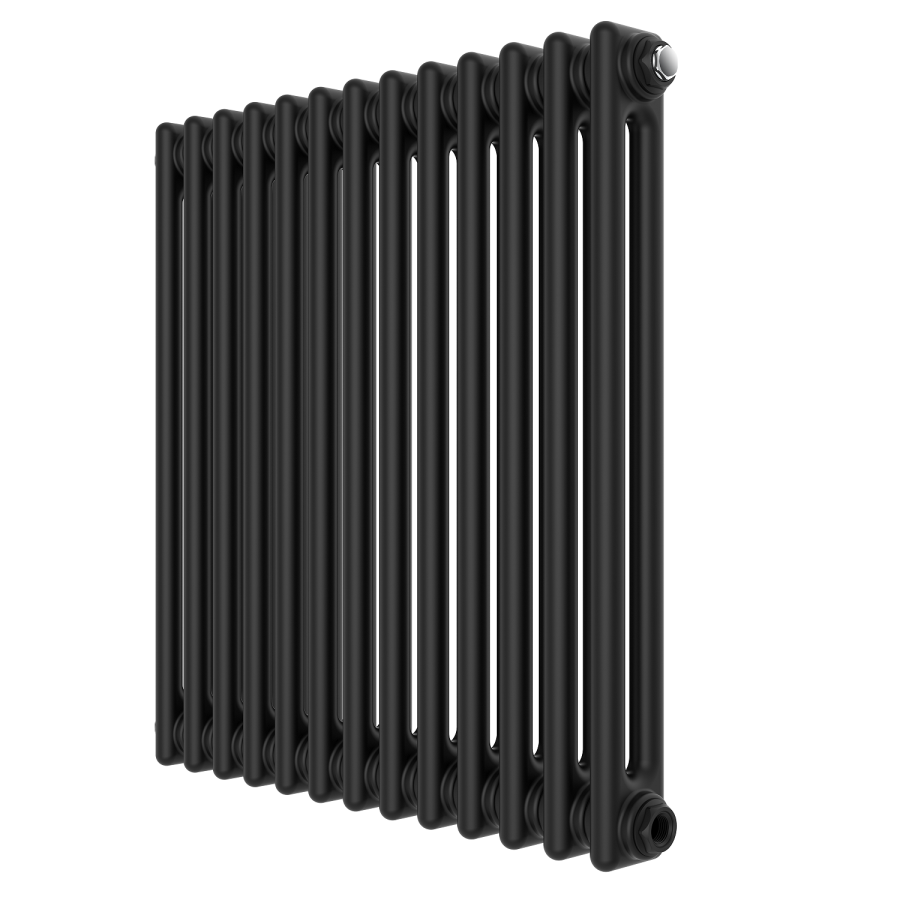 ONLY OPENED - Black Horizontal 2 Column Radiator 600 x 605mm - Nambi