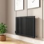 GRADE A1 - Black Horizontal 2 Column Traditional Radiator 600 x 830mm - Nambi