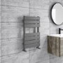 GRADE A1 - Anthracite Heated Towel Rail Radiator 650 x 400mm - Tundra