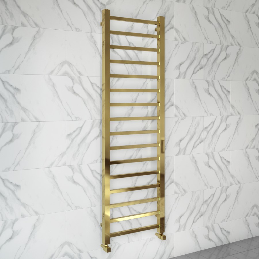GRADE A1 - Polished Brass Heated Towel Rail Radiator 1600 x 500mm Sonoran