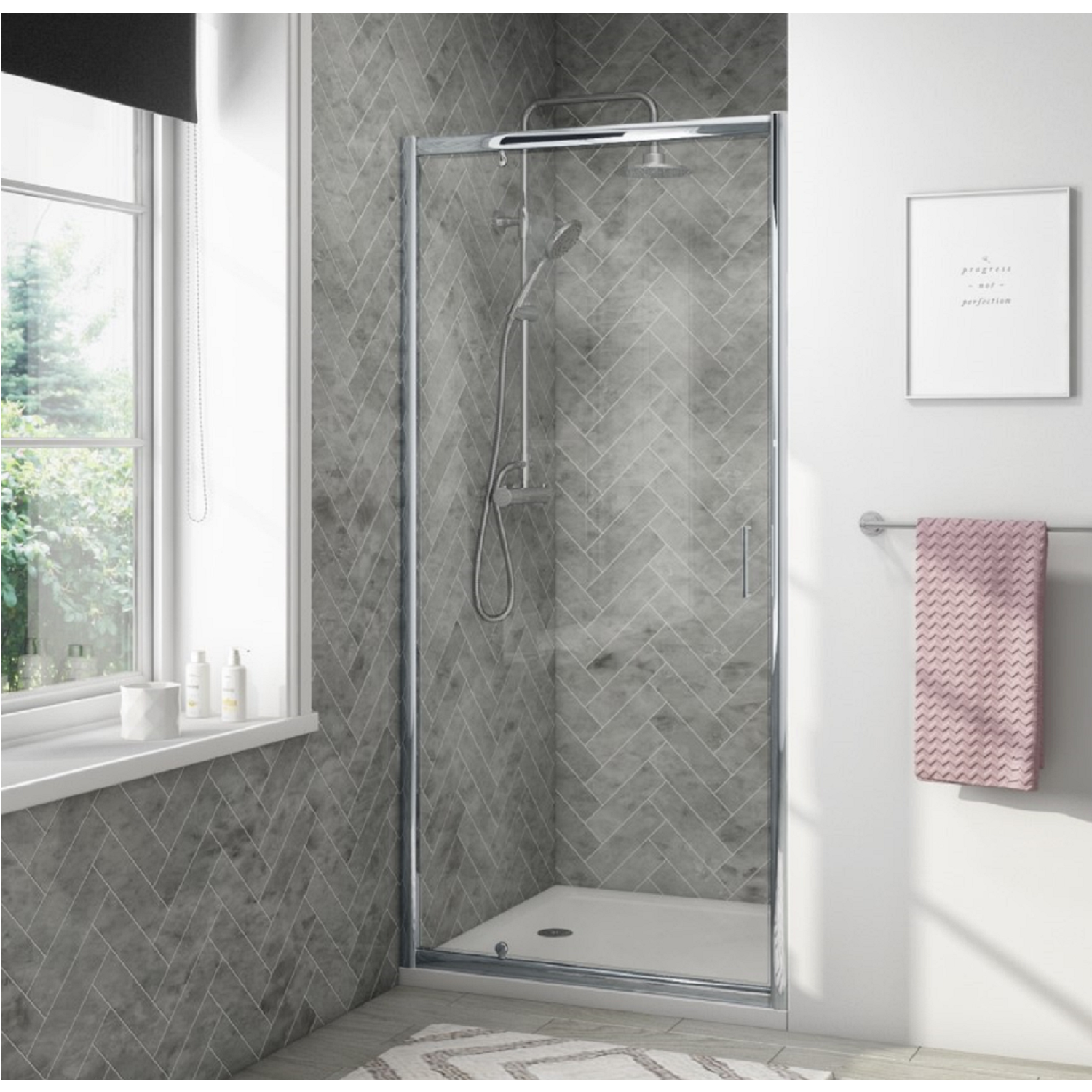800mm Pivot Shower Door Lyra Better Bathrooms