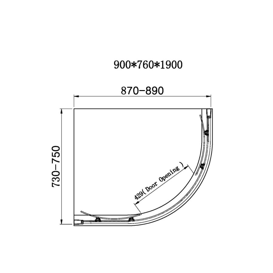GRADE A1 - Carina 900x760mm 6mm Offset Quadrant