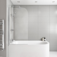 GRADE A1 - Taurus Hinged 1450mm 6mm Chrome Bath Screen