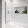 Chrome Hinged Shower Bath Screen with Towel Rail 1450 x 800mm - Taurus
