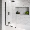Black Hinged Shower Bath Screen 1450 x 800mm - Taurus
