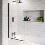 Black Hinged Shower Bath Screen 1450 x 800mm - Taurus