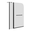 Single Ended Shower Bath with Front Panel &amp; Hinged Black Bath Screen with Towel Rail 1700 x 700mm - Alton