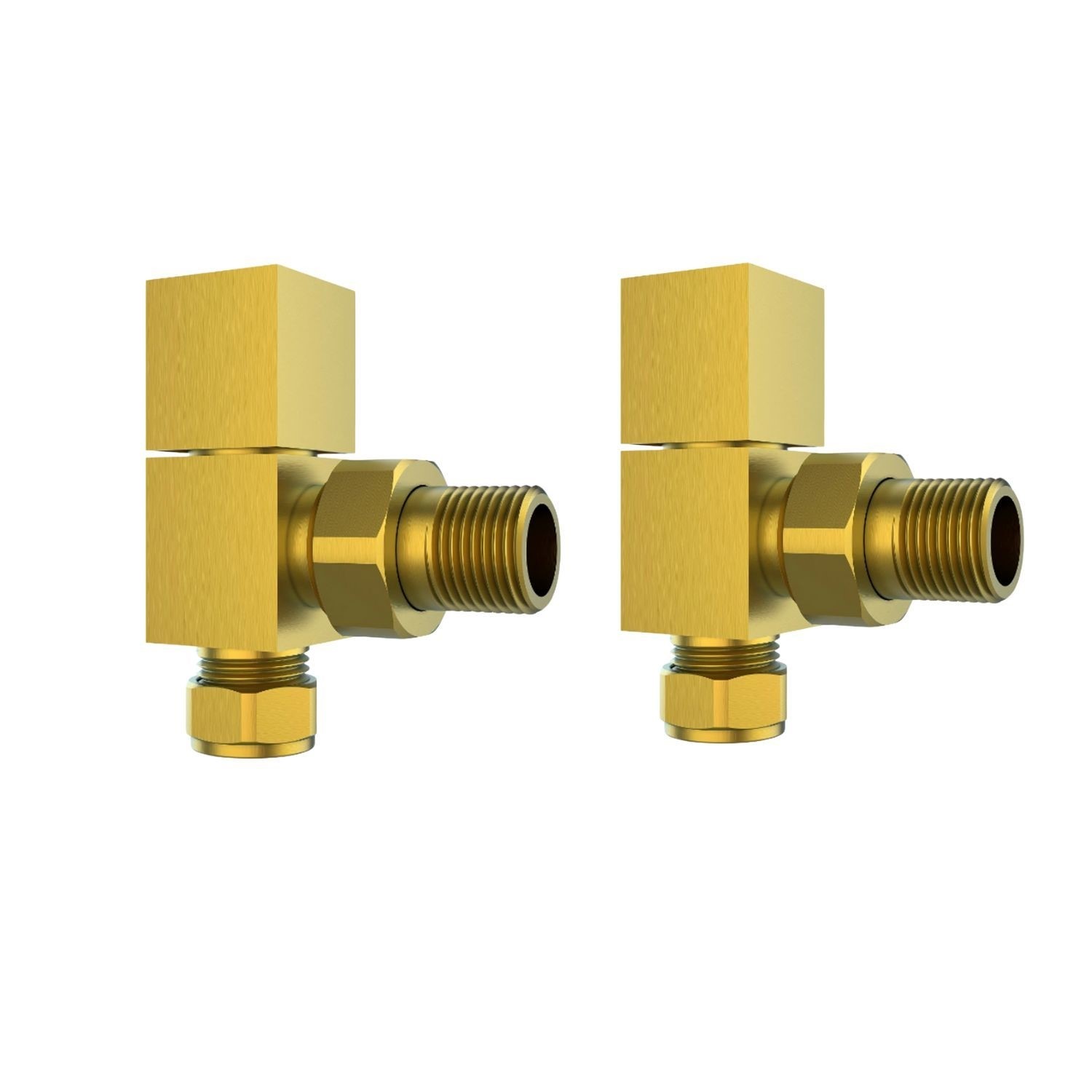 Brushed Brass Square Angled Radiator Valves - Better Bathrooms