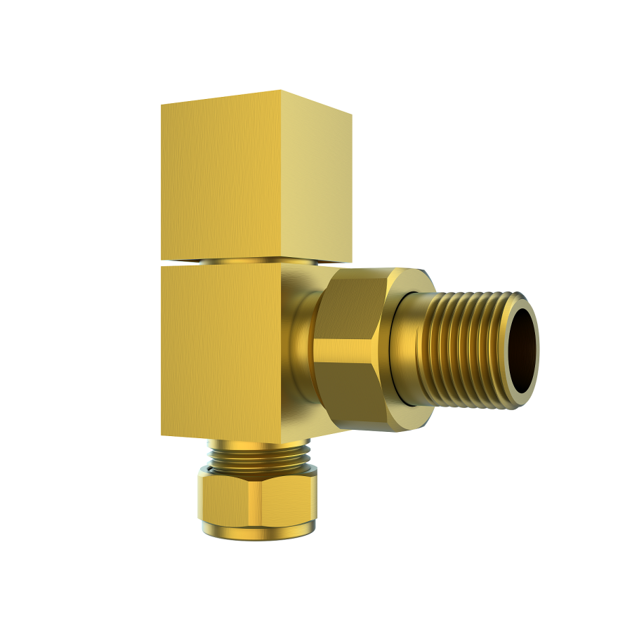 ONLY OPENED - Straight Radiator Valves Brushed Brass- For Pipework Which Comes From The Floor