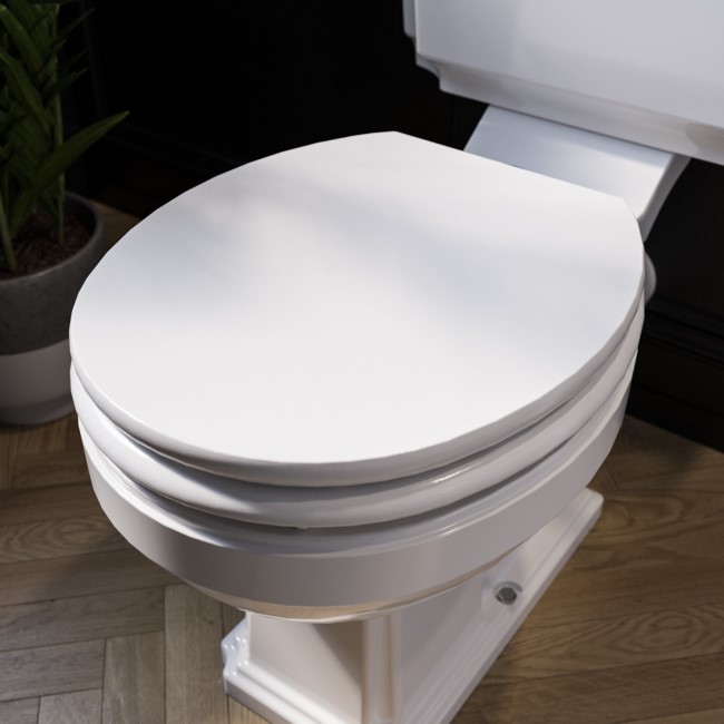 White Round Wooden Soft Close Toilet Seat - Park Royal
