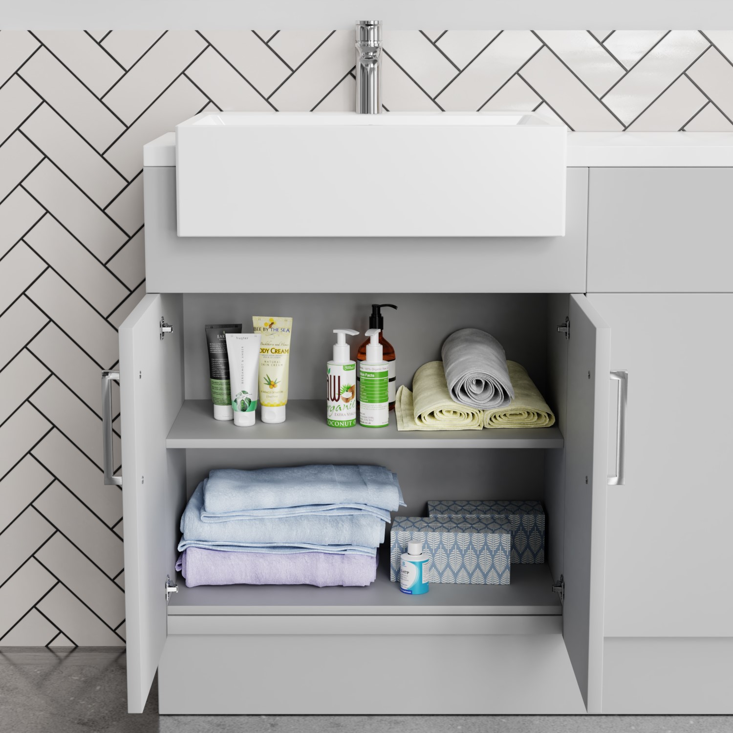 1200mm Grey Toilet and Sink Unit with Matt Worktop and Chrome Fittings