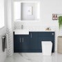 GRADE A1 - 1500mm - 1800mm Blue Toilet and Sink Unit with Marble Effect Worktop and Chrome Fittings - Coniston