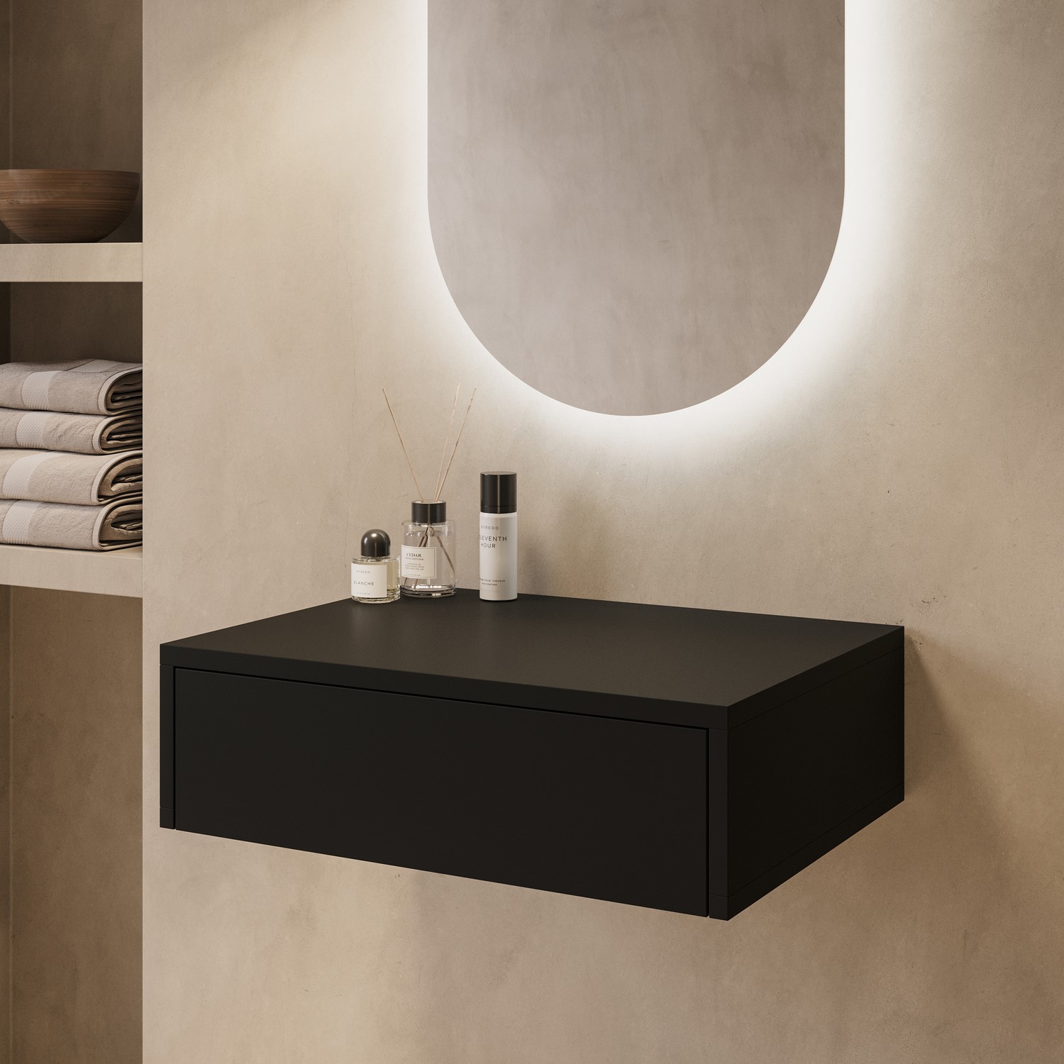 Lugo Black 600Mm Wall Hung Countertop Vanity Unit