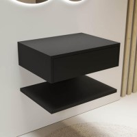 ONLY OPENED - 600mm Black Wall Hung Countertop Basin Shelf - Lugo ONLY OPENED - 600mm Black Wall Hung Countertop Basin Shelf - Lugo