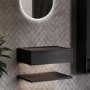 GRADE A2 - 600mm Black Wall Hung Countertop Basin Shelves - Lugo