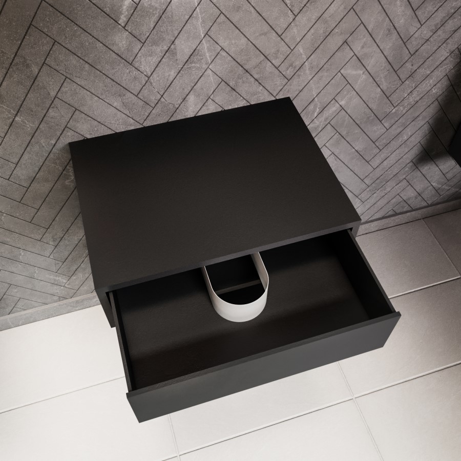 GRADE A2 - 600mm Black Wall Hung Countertop Basin Shelves - Lugo