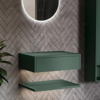 600mm Green Wall Hung Countertop Vanity Unit with Shelf - Lugo 600mm Green Wall Hung Countertop Vanity Unit with Shelf - Lugo