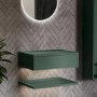 600mm Green Wall Hung Countertop Vanity Unit with Shelf - Lugo