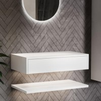 800mm White Wall Hung Countertop Shelves - Lugo 800mm White Wall Hung Countertop Shelves - Lugo