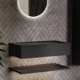 ONLY OPENED - Lugo 800mm Wall Hung Shelf & Drawer - Matt Black