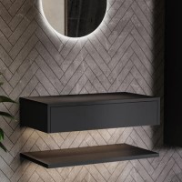ONLY OPENED - Lugo 800mm Wall Hung Shelf & Drawer - Matt Black