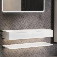 1200mm White Wall Hung Countertop Double Vanity Unit with Shelf - Lugo 1200mm White Wall Hung Countertop Double Vanity Unit with Shelf - Lugo