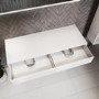 1200mm White Wall Hung Countertop Double Vanity Unit with Shelf - Lugo