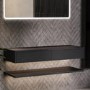 GRADE A2 - 1200mm Black Wall Hung Countertop Basin Shelves - Lugo