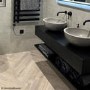 1200mm Black Wall Hung Countertop Double Vanity Unit with Shelf - Lugo