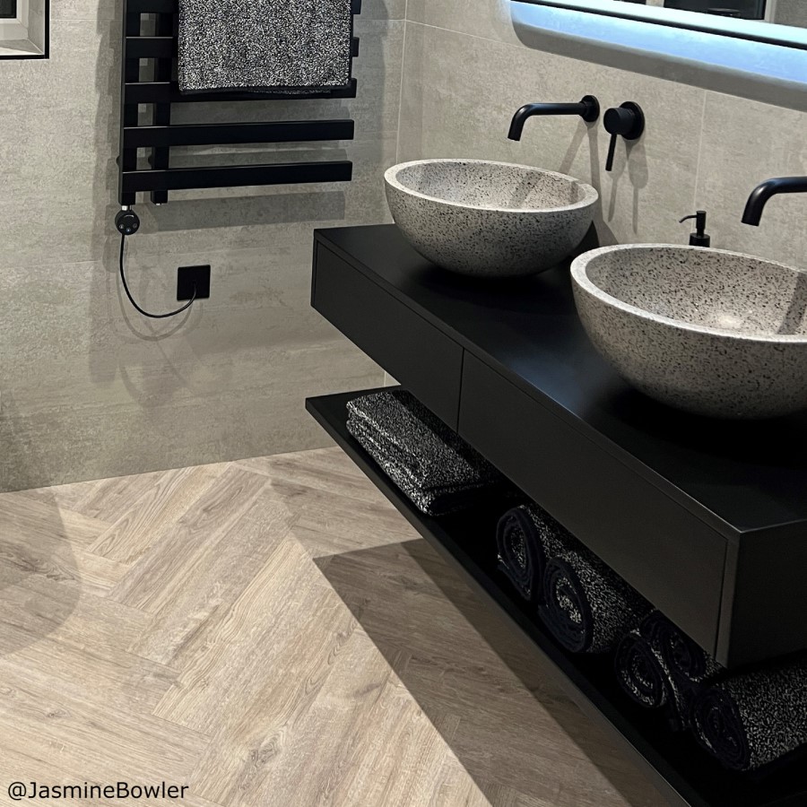 1200mm Black Wall Hung Countertop Double Vanity Unit with Shelf - Lugo