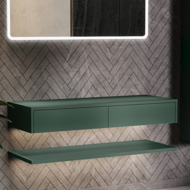 GRADE A1 - 1200mm Green Wall Hung Countertop Basin Shelf - Lugo