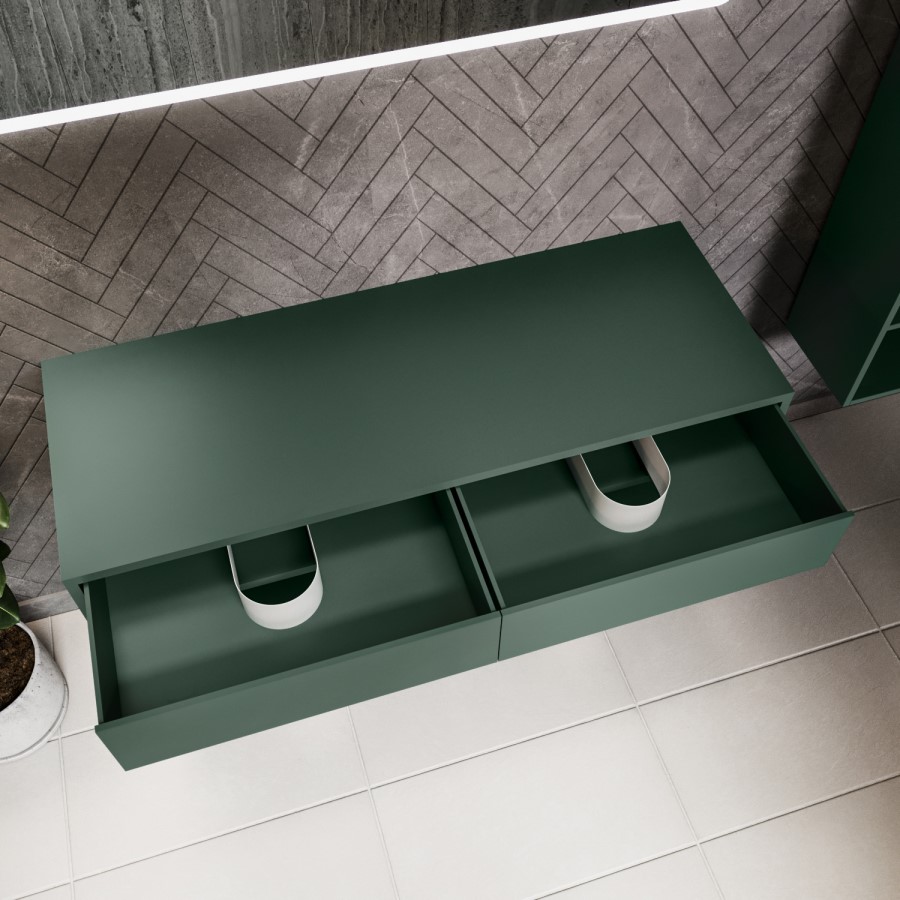 GRADE A1 - 1200mm Green Wall Hung Countertop Basin Shelf - Lugo