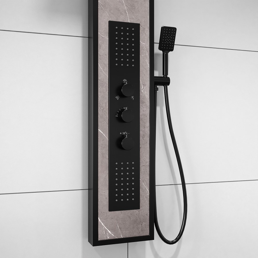 Luni Grey Stone Effect Shower Tower
