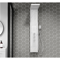 White Marble Effect Thermostatic  Tower Shower with Square Hand Shower - Luni