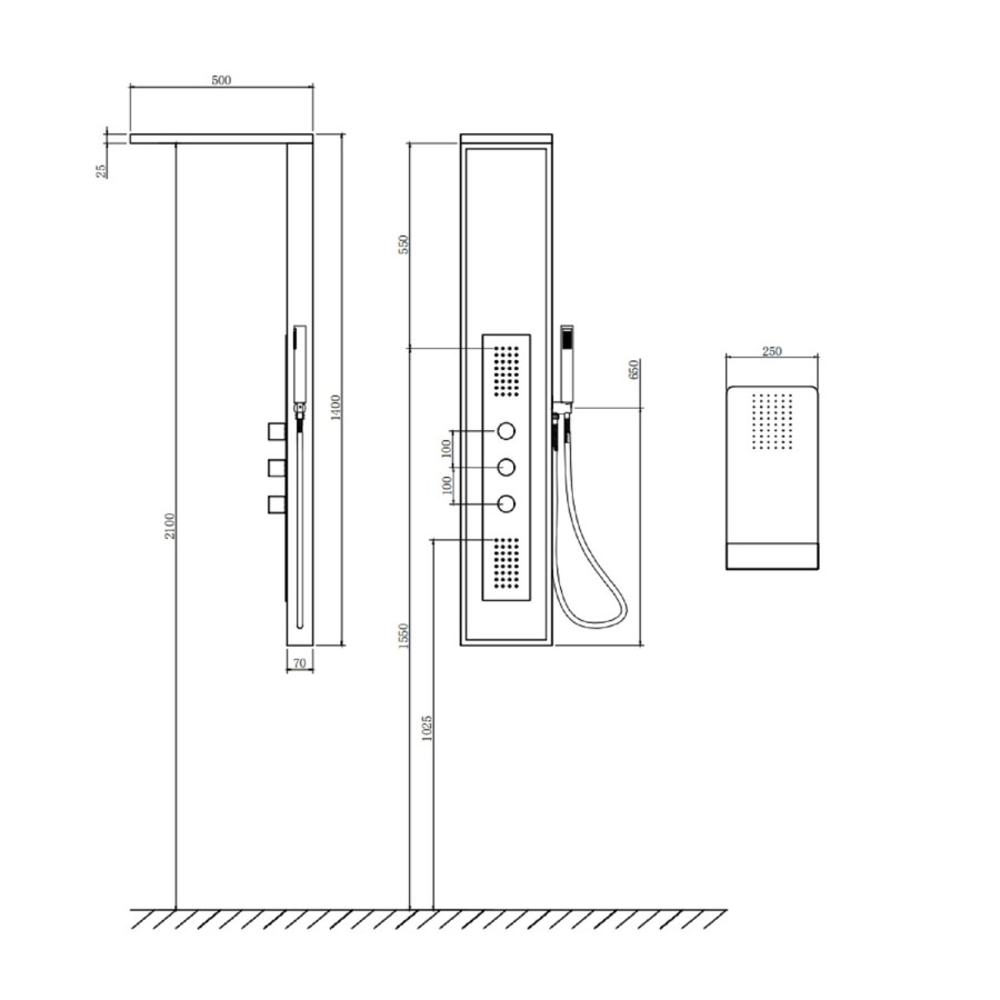 White Marble Effect Thermostatic  Tower Shower with Square Hand Shower - Luni