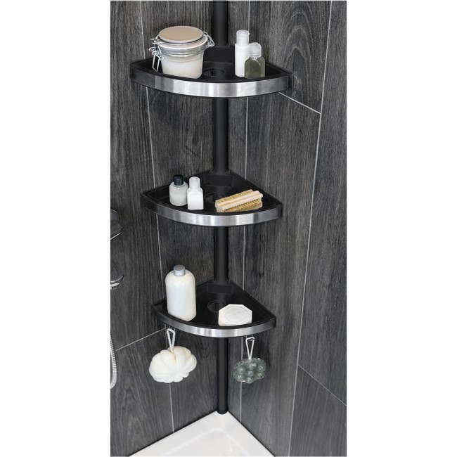 Black 3 Tier Telescopic Shower Caddy Better Bathrooms
