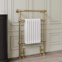 BeBa_28291 White and Brass Traditional Column Radiator with Towel Rail 952 x 659mm - Regent