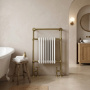 White and Brass Traditional Column Radiator with Towel Rail 952 x 659mm - Regent