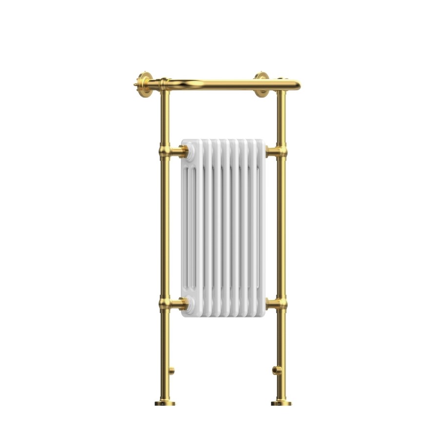 ONLY OPENED - Brass and White Heated Towel Rail Radiator 952 x 659mm - Regent