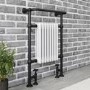 GRADE A1 - Black and White Heated Towel Rail Radiator 952 x 659mm - Regent