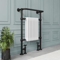 White and Black Traditional Column Radiator with Towel Rail 952 x 659mm - Regent White and Black Traditional Column Radiator with Towel Rail 952 x 659mm - Regent