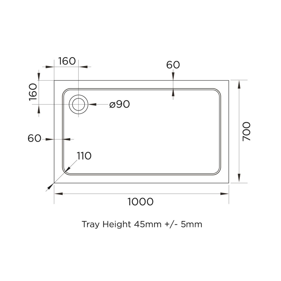GRADE A2 - 1000x700mm Stone Resin Rectangular Shower Tray - Pearl 