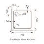 700mm Stone Resin Square Shower Tray - Pearl