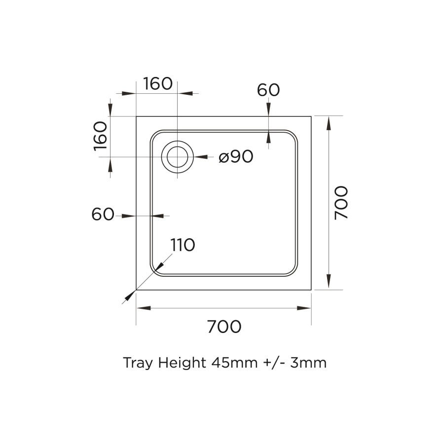 700mm Stone Resin Square Shower Tray - Pearl
