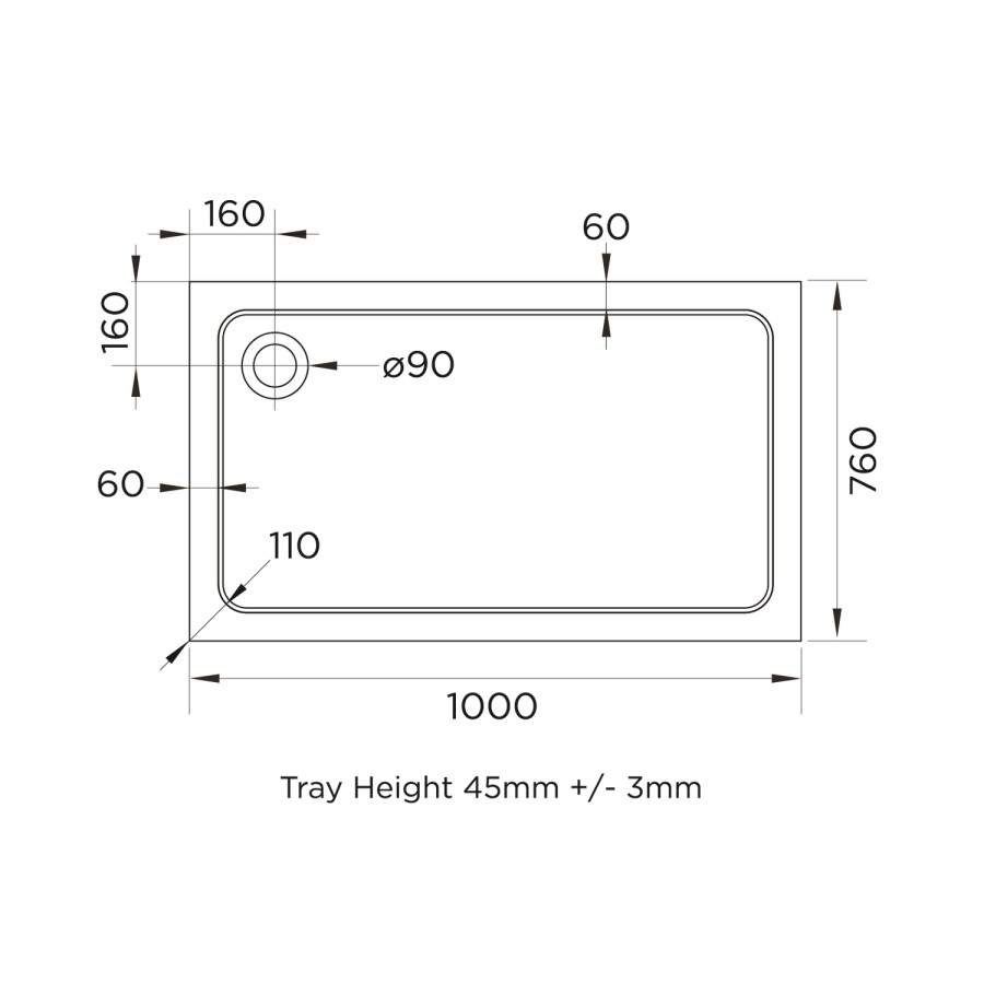 1000x760mm Stone Resin Rectangular Shower Tray - Pearl   