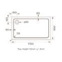 1700x900mm Rectangular Shower Tray - White Acrylic Stone Resin - Pearl
