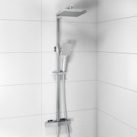 Thermostatic Mixer Bar Shower with Square Overhead & Handset - Koto