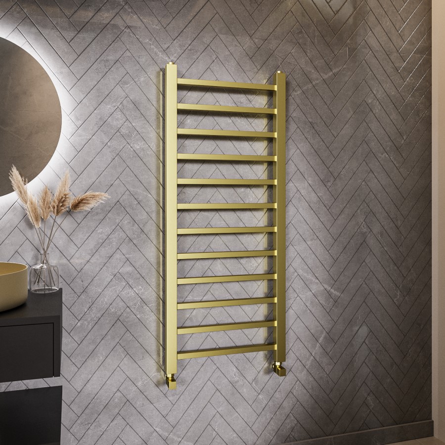 GRADE A2 - Brass Heated Towel Rail Radiator 1200 x 500mm - Sonoran