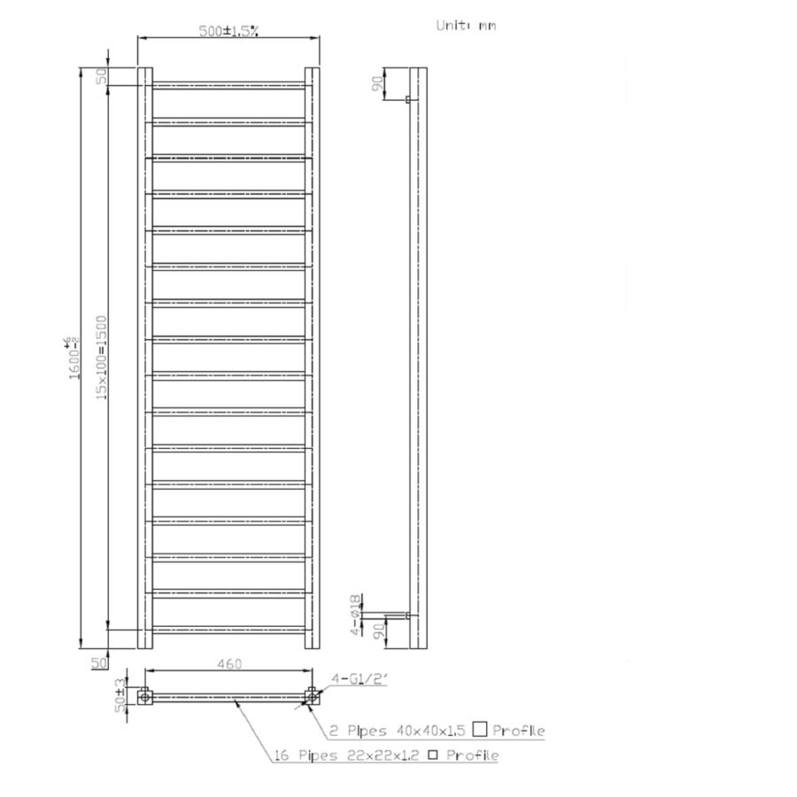 ALMOST PERFECT - Brass Towel Radiator 1600 x 500mm - Sonoran
