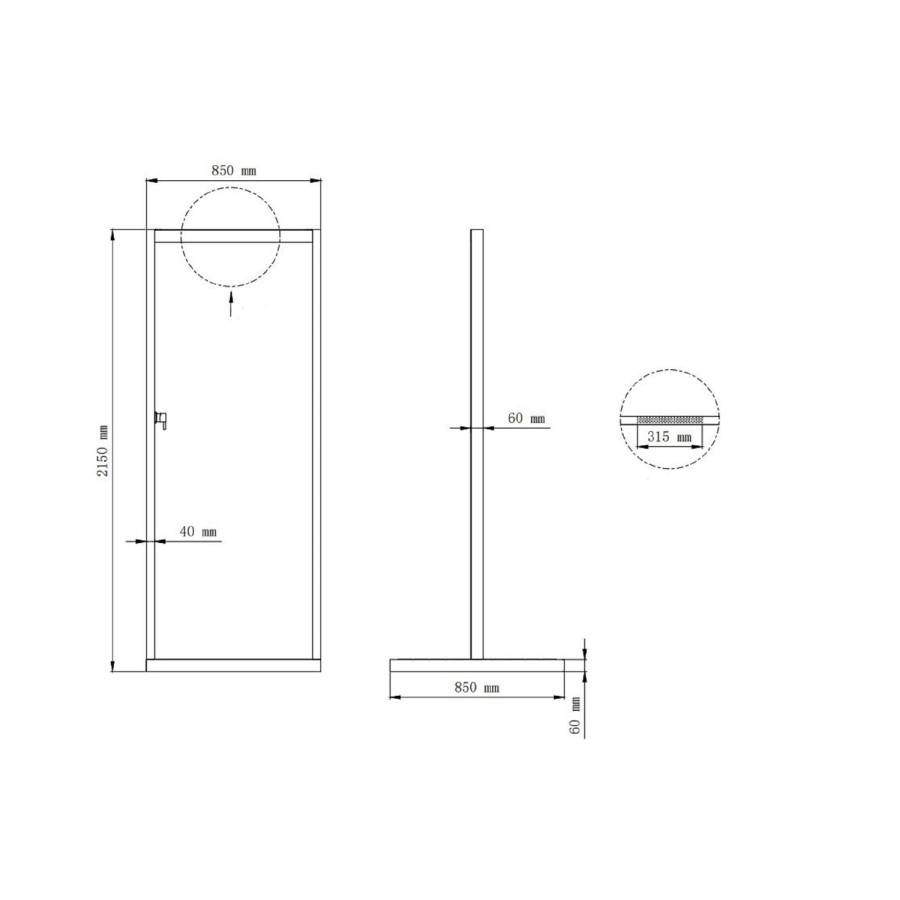 GRADE A1 - Black Outdoor Shower with Wood Effect Base - Zen